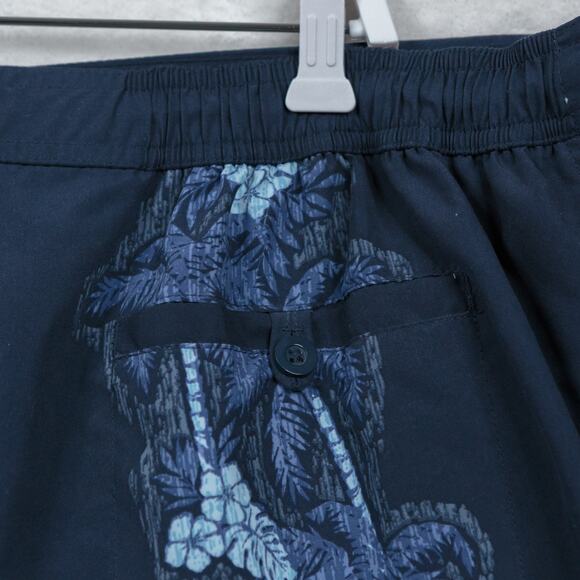 CARIBBEAN Swimwear Tropical Palm Swim Trunks Navy Blue Mens Sz 2XL NWT - Picture 4 of 6